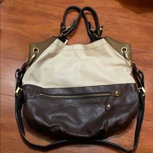 Oryany Sydney Pebbled Leather Colorblock Tote Hobo